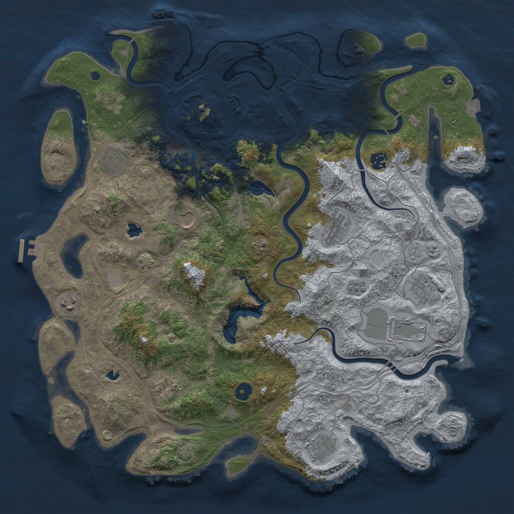 Rust Map: Procedural Map, Size: 4500, Seed: 1163659443, 16 Monuments
