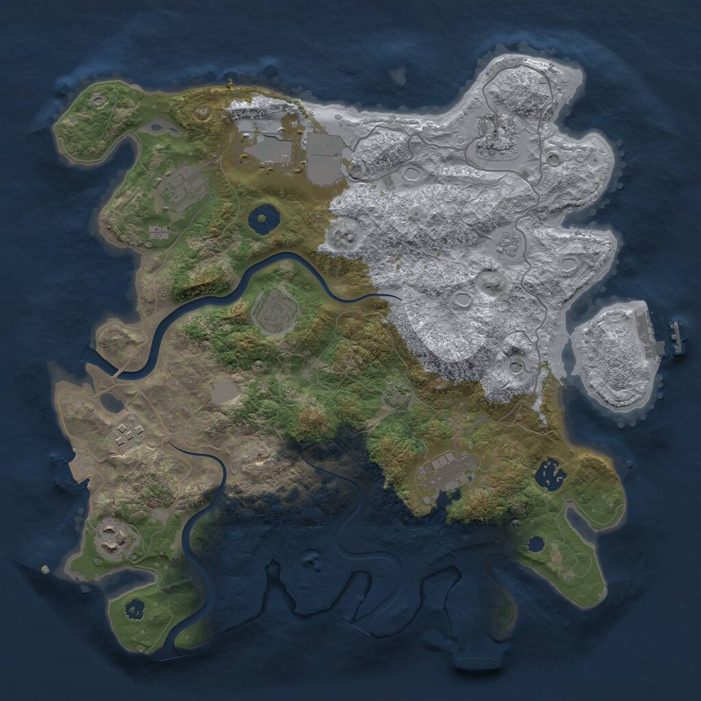 Rust Map: Procedural Map, Size: 3500, Seed: 341546494, 14 Monuments