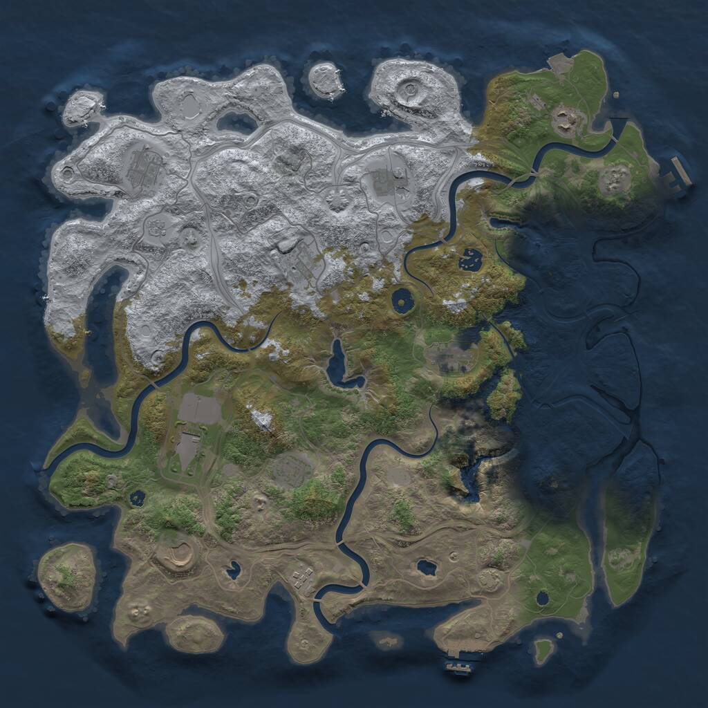 Rust Map: Procedural Map, Size: 4500, Seed: 4928475, 16 Monuments