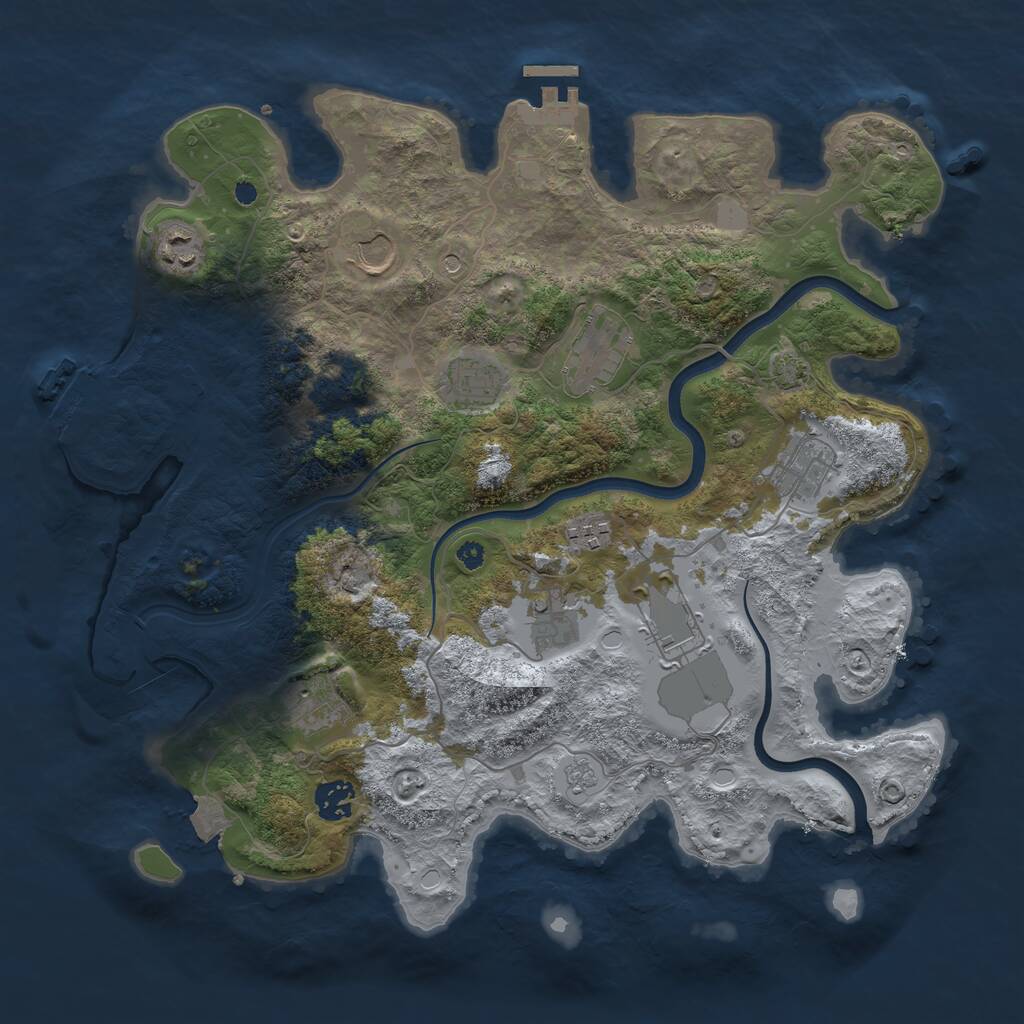 Rust Map: Procedural Map, Size: 3750, Seed: 1387458107, 16 Monuments