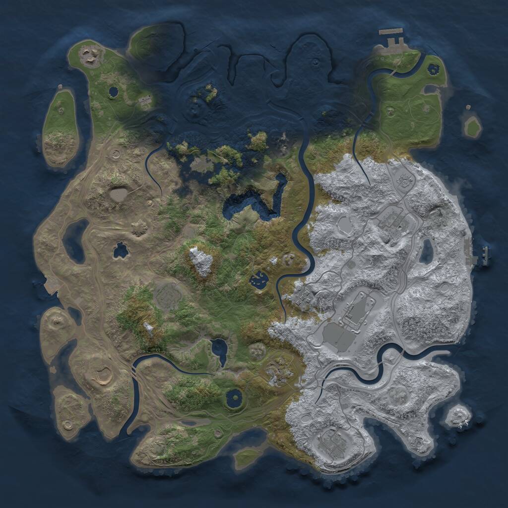 Rust Map: Procedural Map, Size: 4300, Seed: 1163659443, 16 Monuments