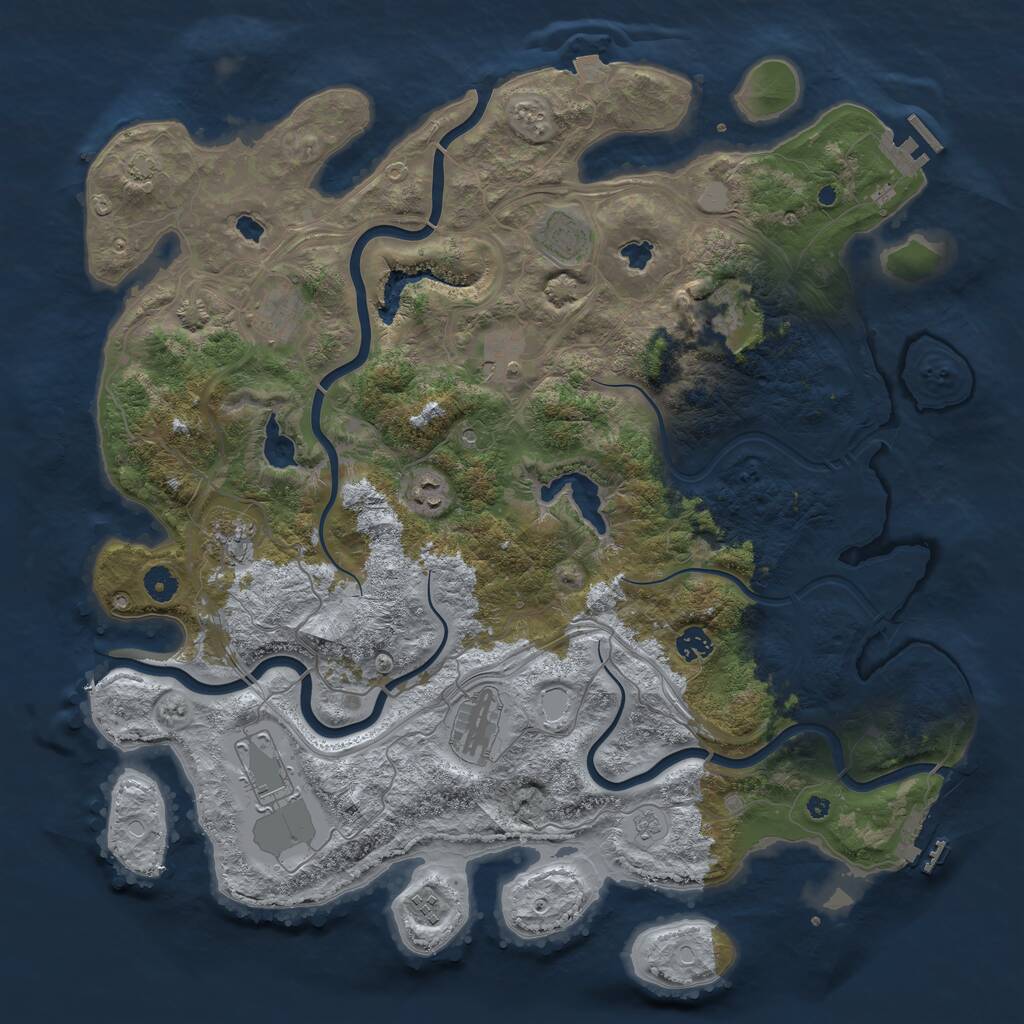 Rust Map: Procedural Map, Size: 4500, Seed: 646293784, 16 Monuments