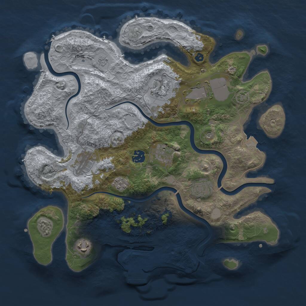 Rust Map: Procedural Map, Size: 3500, Seed: 1669432332, 13 Monuments