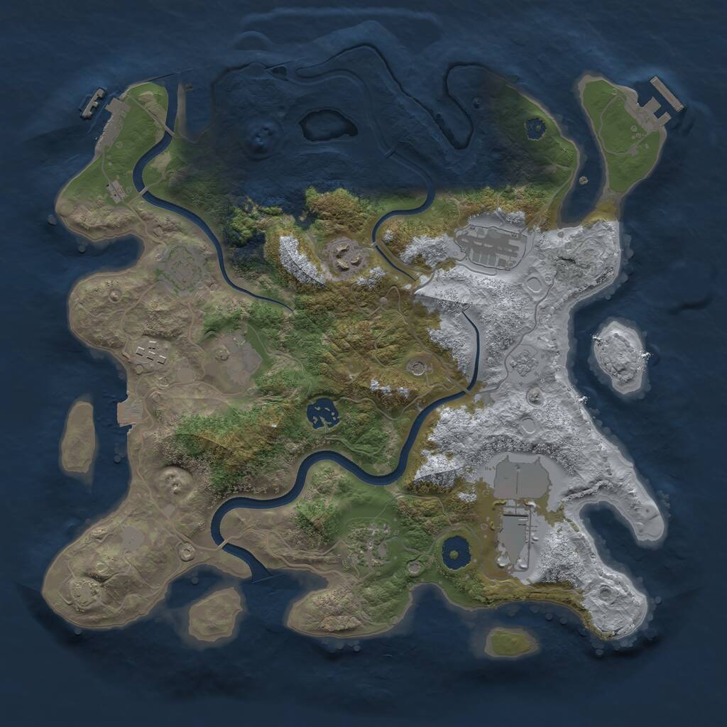 Rust Map: Procedural Map, Size: 3500, Seed: 932632664, 14 Monuments