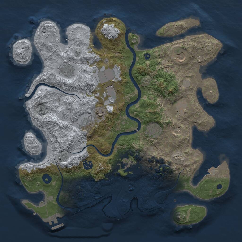 Rust Map: Procedural Map, Size: 3750, Seed: 1225449722, 15 Monuments
