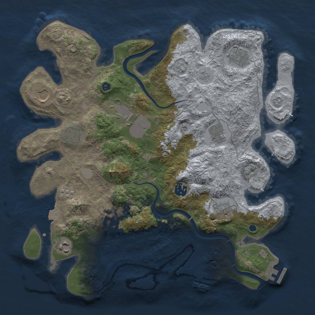 Rust Map: Procedural Map, Size: 3700, Seed: 450351009, 16 Monuments