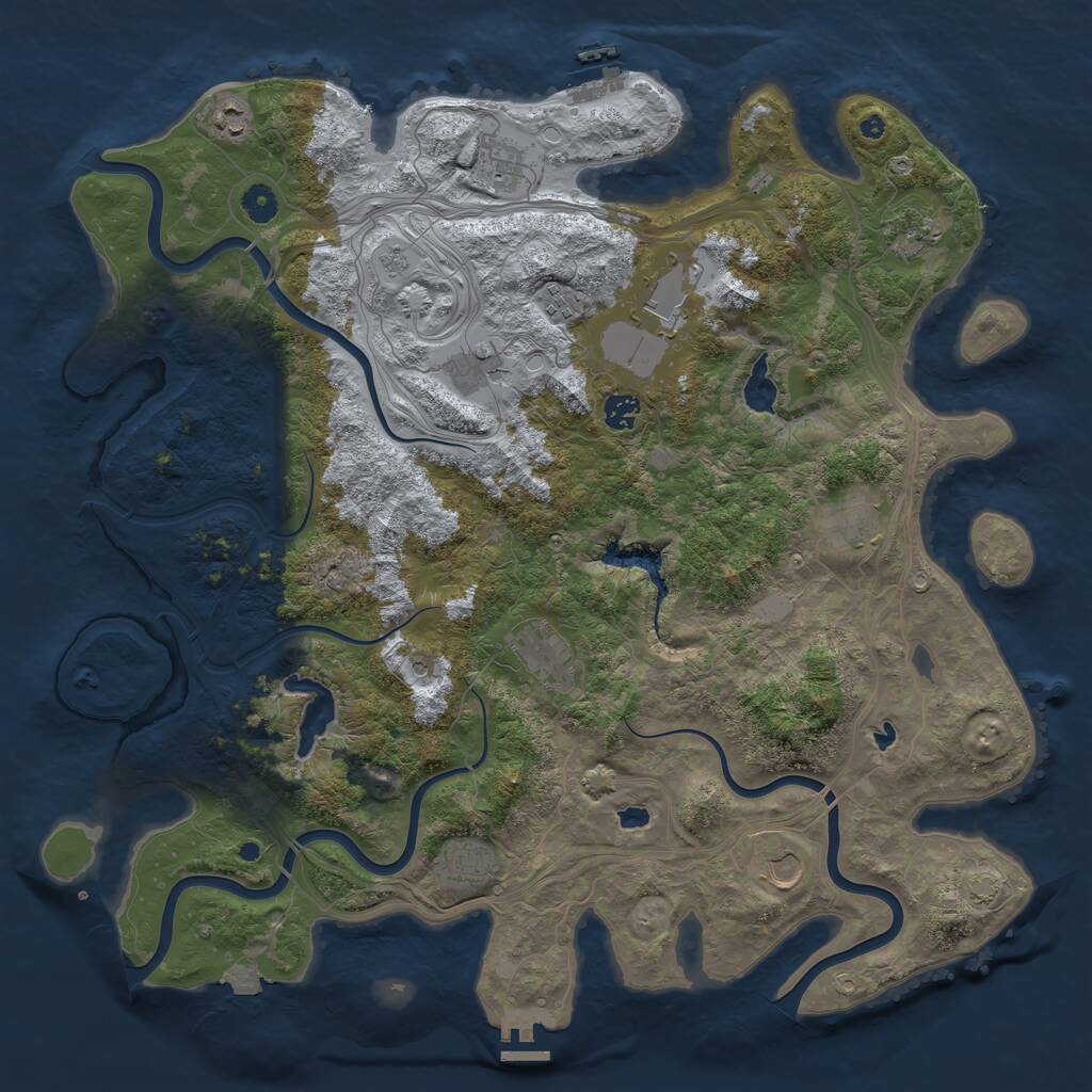 Rust Map: Procedural Map, Size: 4500, Seed: 1843896458, 17 Monuments