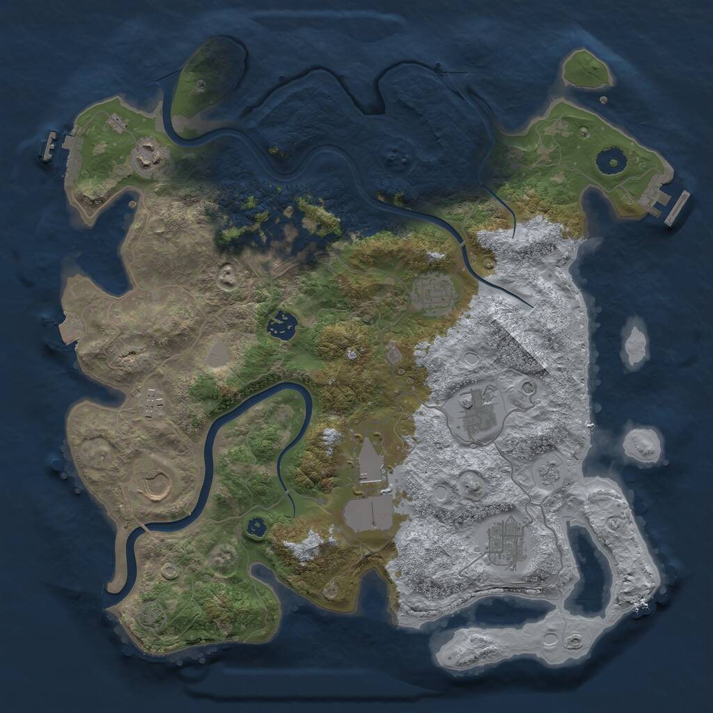 Rust Map: Procedural Map, Size: 3750, Seed: 9198144, 15 Monuments