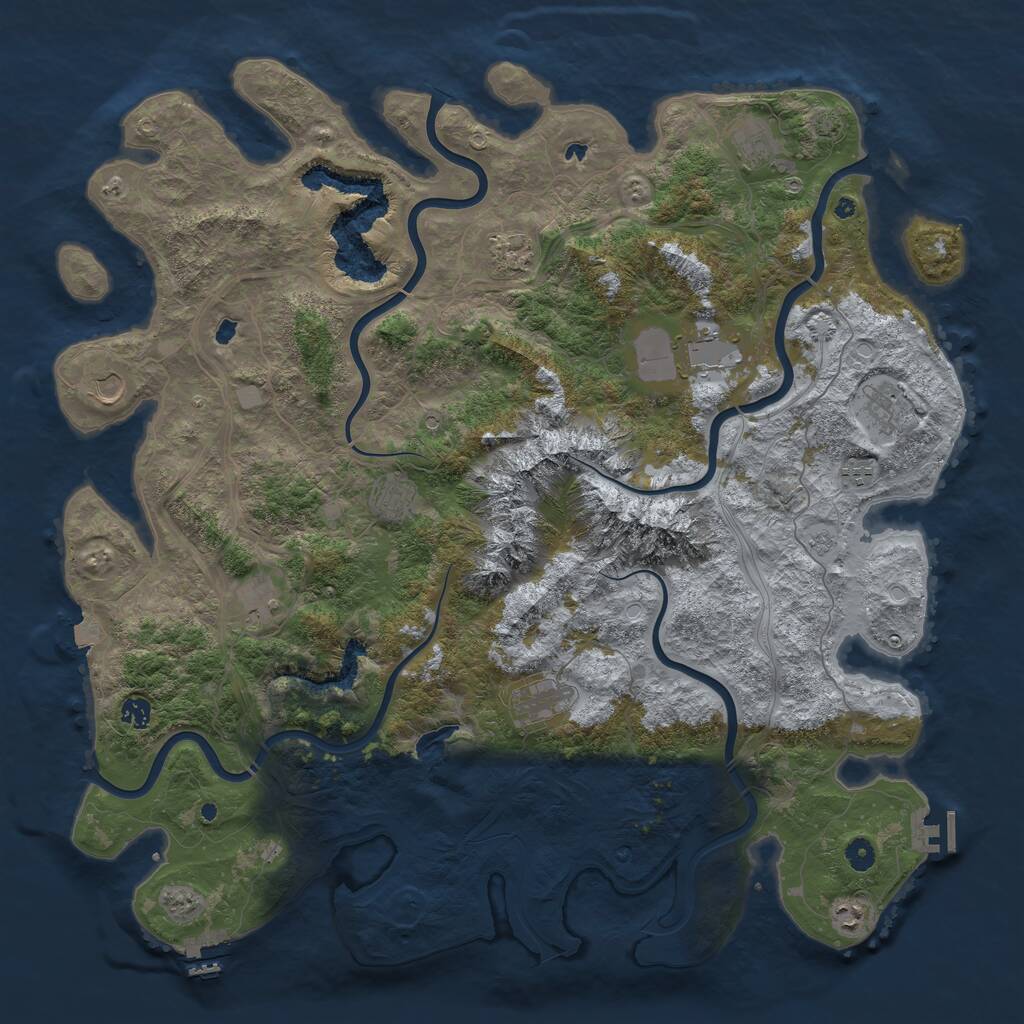 Rust Map: Procedural Map, Size: 5000, Seed: 876349, 17 Monuments