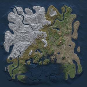 Thumbnail Rust Map: Procedural Map, Size: 4500, Seed: 255128364, 15 Monuments