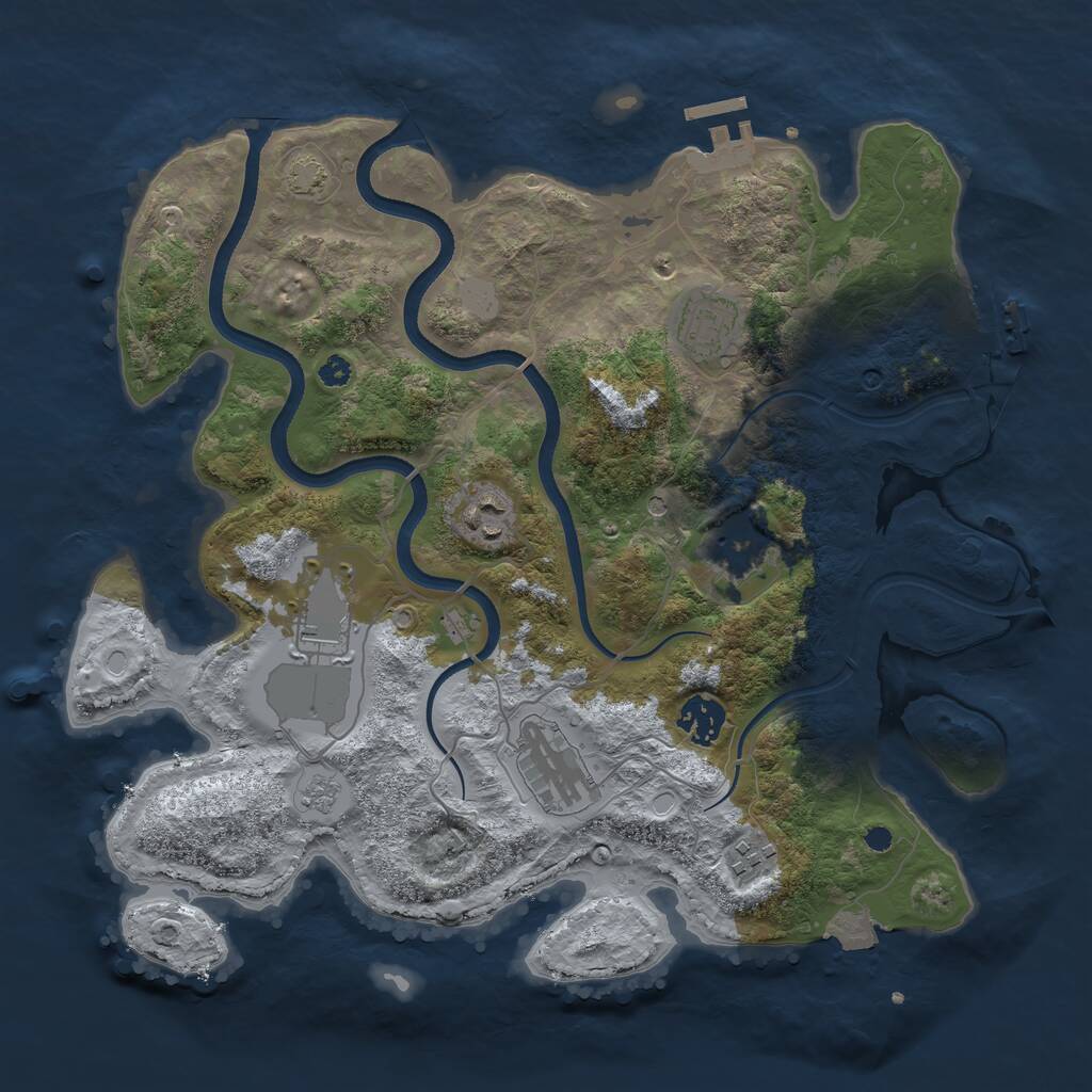 Rust Map: Procedural Map, Size: 3500, Seed: 368754, 13 Monuments