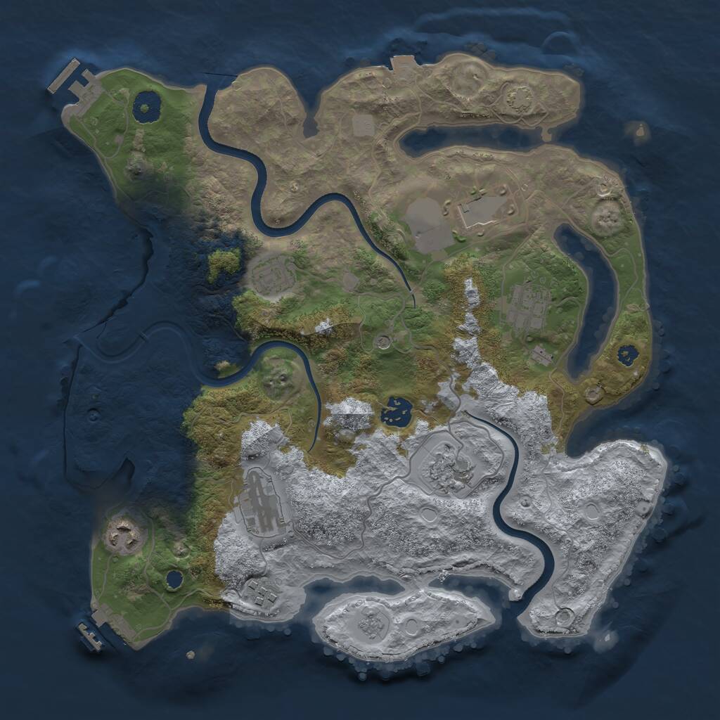 Rust Map: Procedural Map, Size: 3500, Seed: 453255149, 14 Monuments