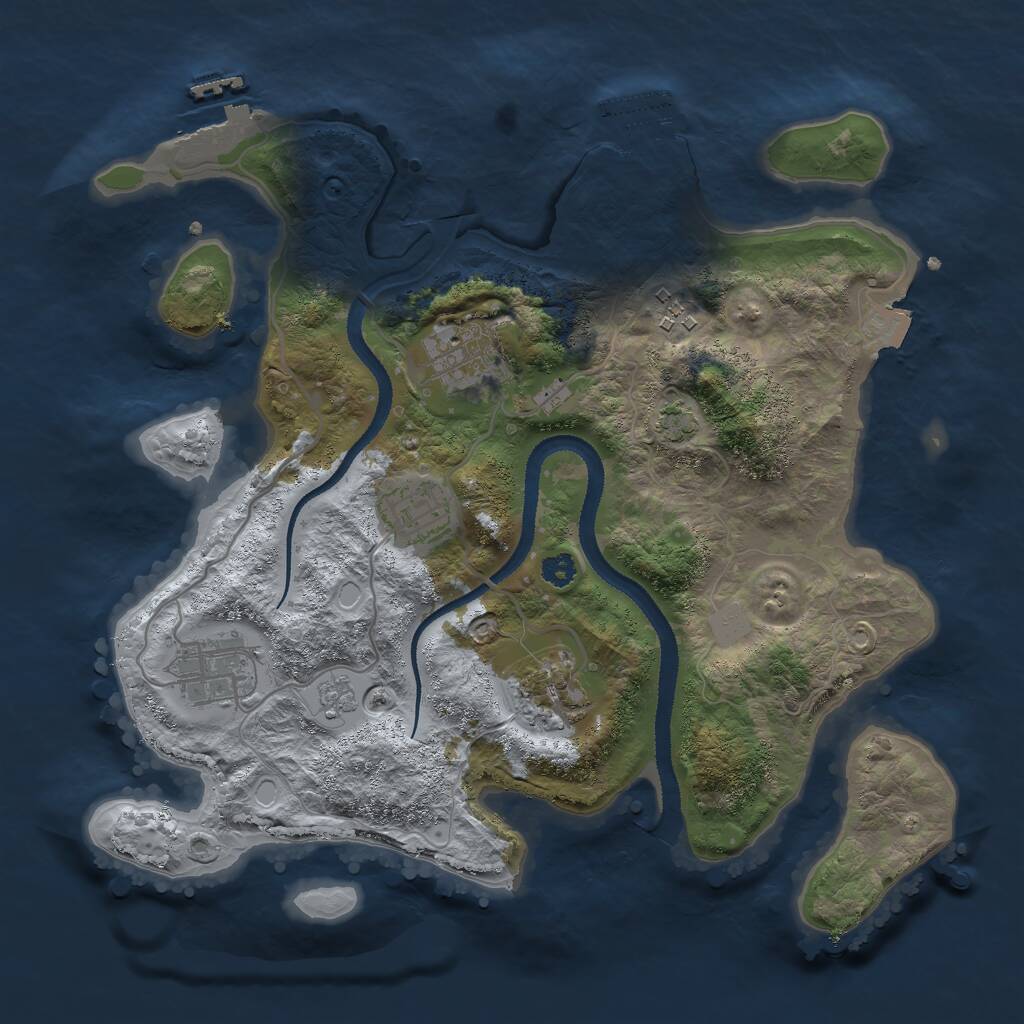 Rust Map: Procedural Map, Size: 3000, Seed: 95871437, 10 Monuments