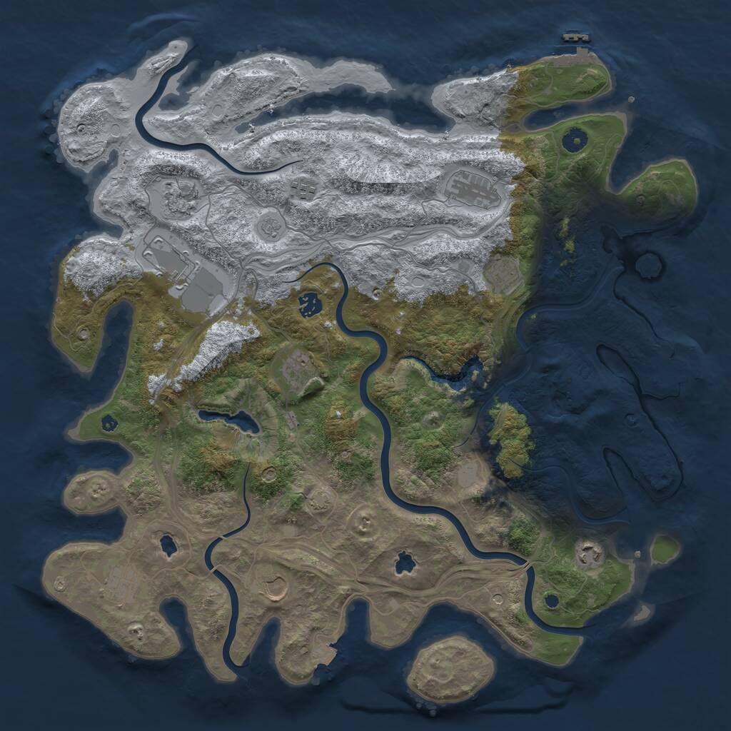 Rust Map: Procedural Map, Size: 4500, Seed: 406019611, 16 Monuments