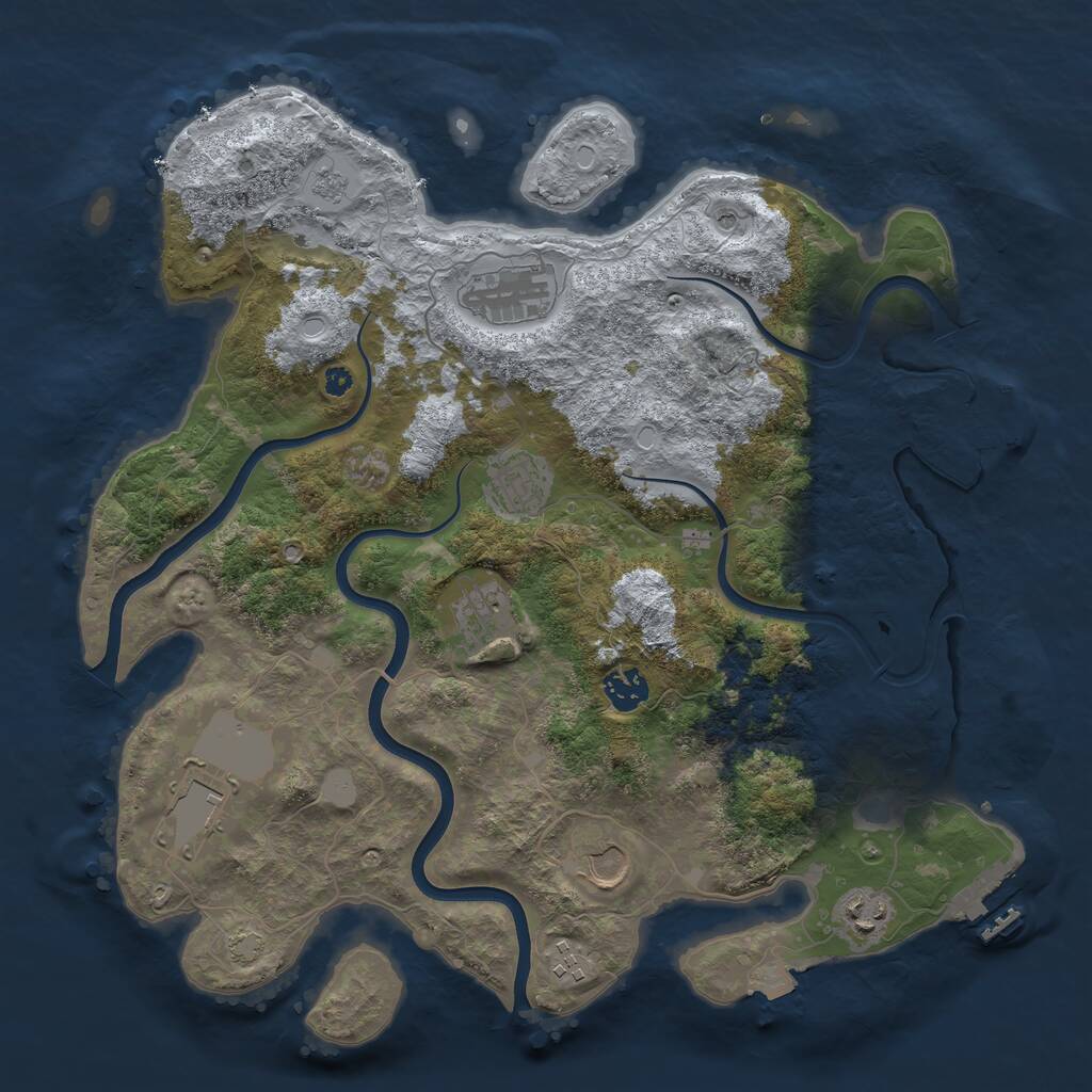 Rust Map: Procedural Map, Size: 3800, Seed: 34531456, 14 Monuments