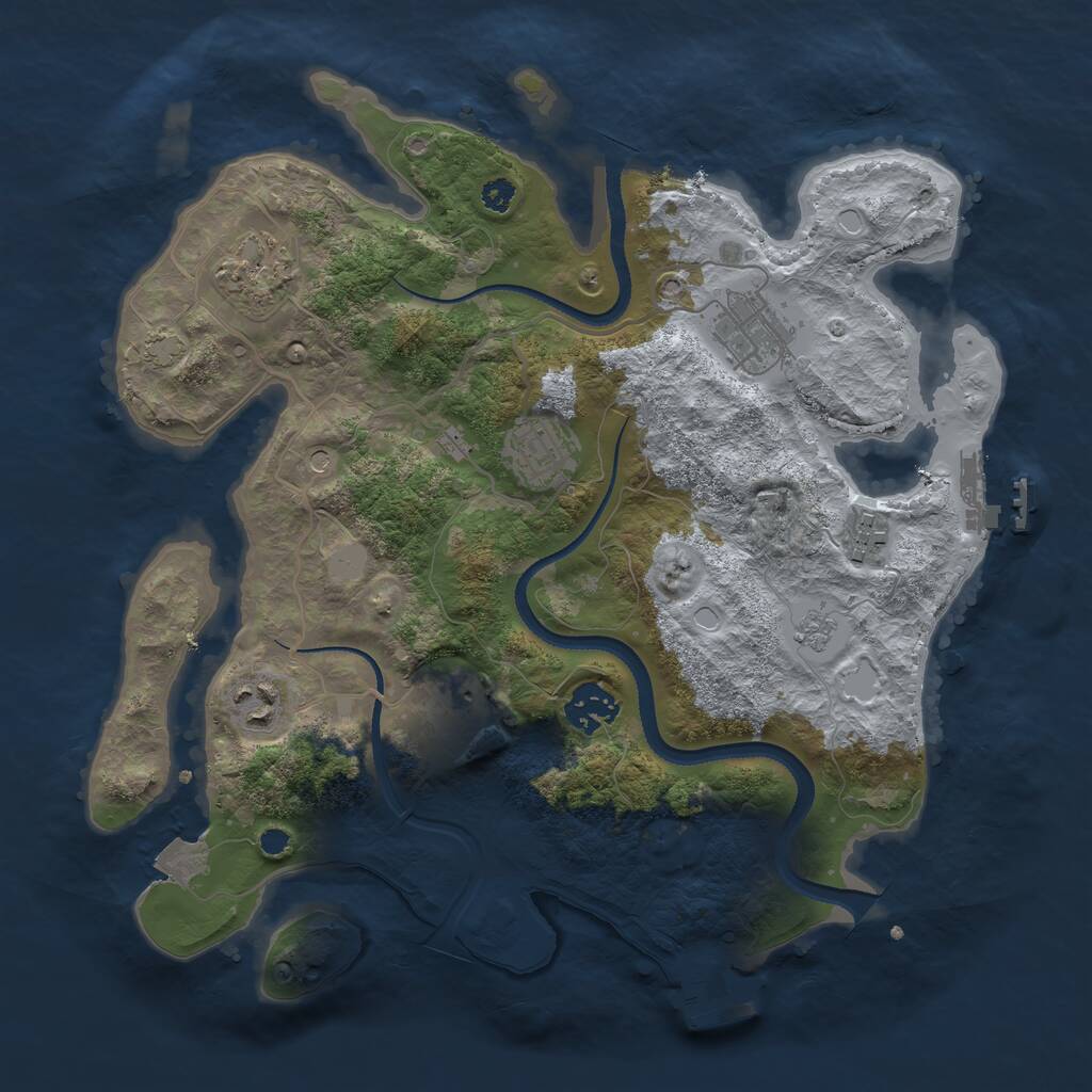 Rust Map: Procedural Map, Size: 3300, Seed: 2044347450, 13 Monuments