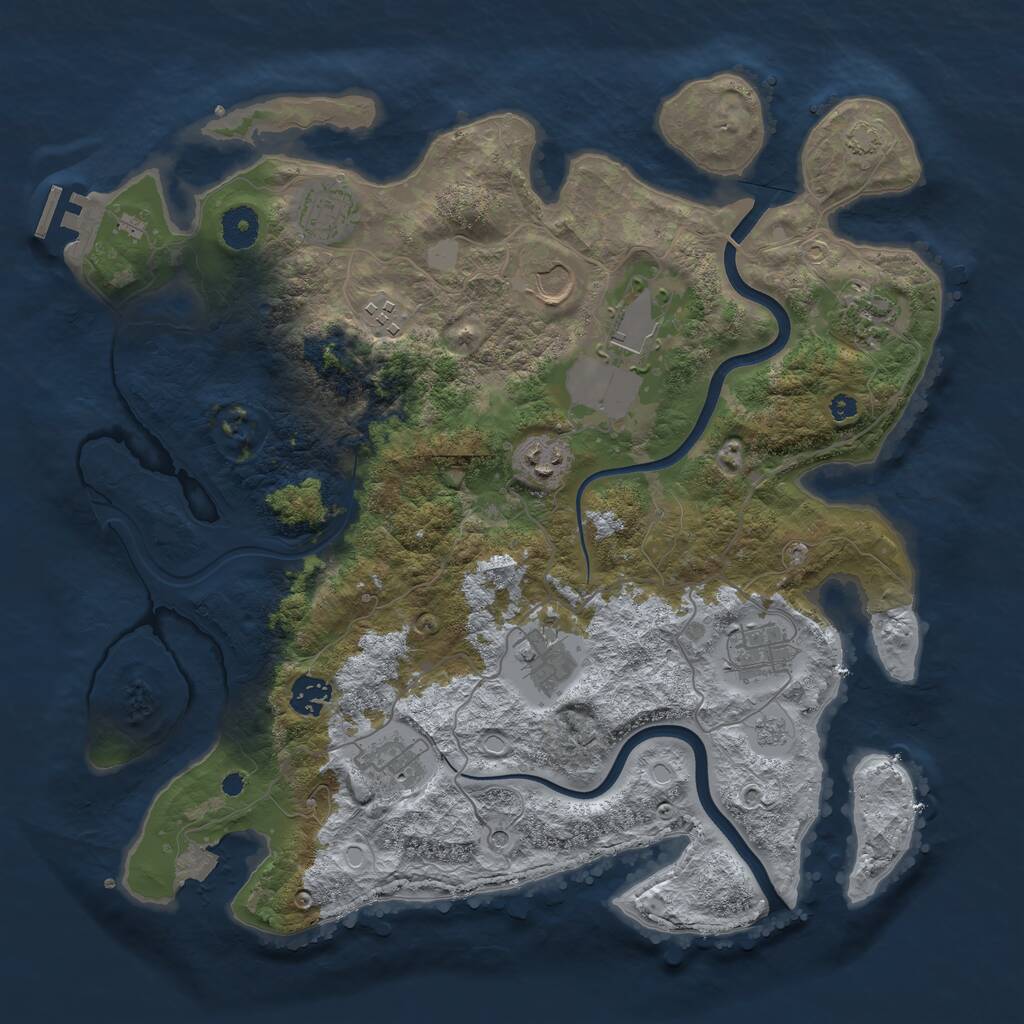 Rust Map: Procedural Map, Size: 3800, Seed: 234531456, 15 Monuments