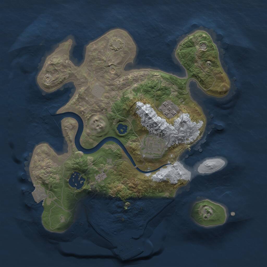 Rust Map: Procedural Map, Size: 2500, Seed: 456342, 6 Monuments