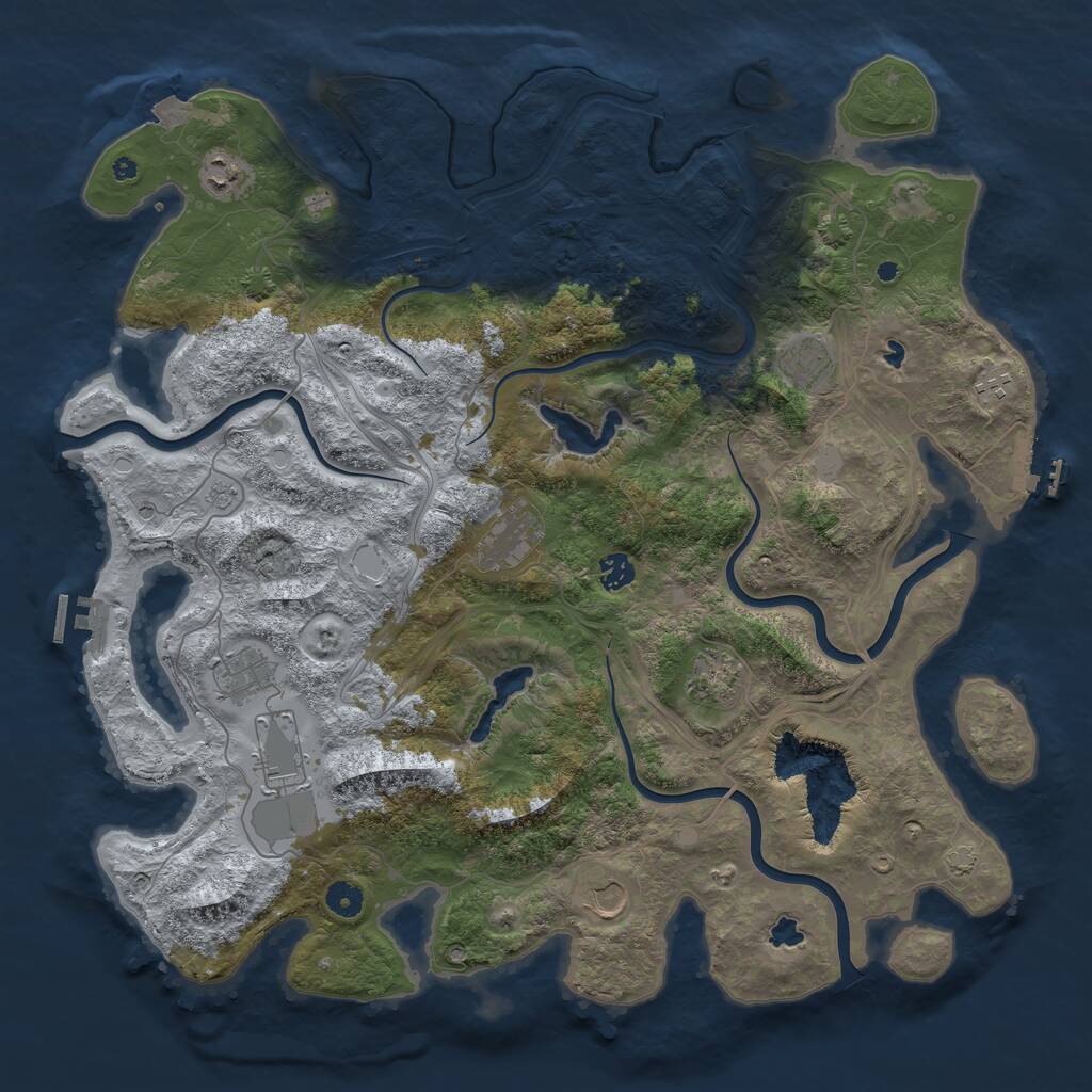 Rust Map: Procedural Map, Size: 4500, Seed: 1213294252, 15 Monuments