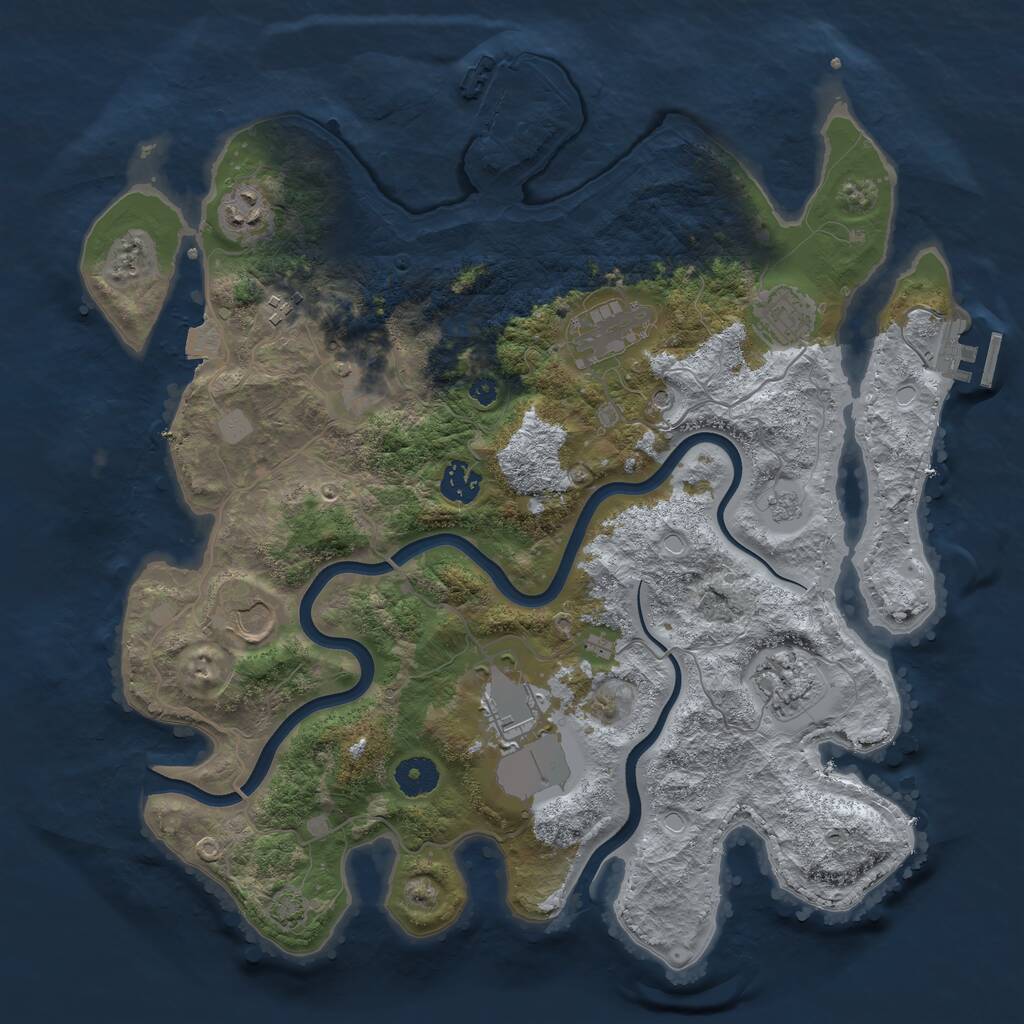 Rust Map: Procedural Map, Size: 3750, Seed: 1122244953, 15 Monuments