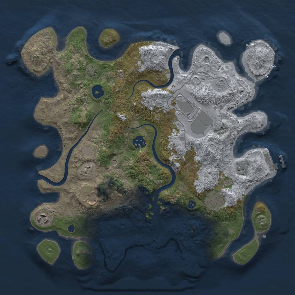 Rust Map: Procedural Map, Size: 3500, Seed: 28495354, 12 Monuments