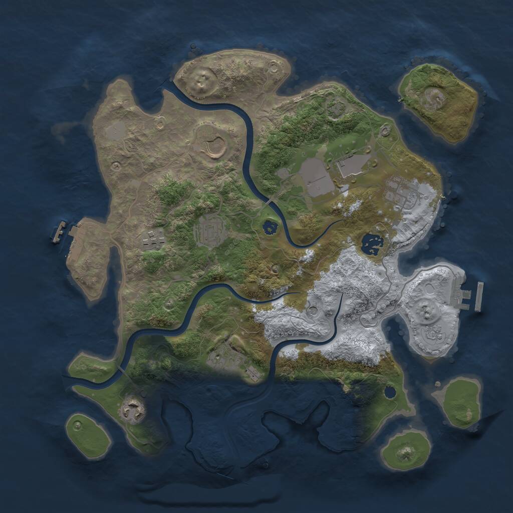 Rust Map: Procedural Map, Size: 3500, Seed: 20250830, 14 Monuments