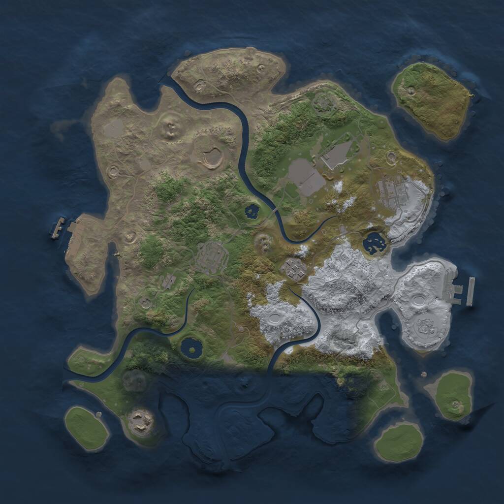 Rust Map: Procedural Map, Size: 3500, Seed: 20250830, 13 Monuments