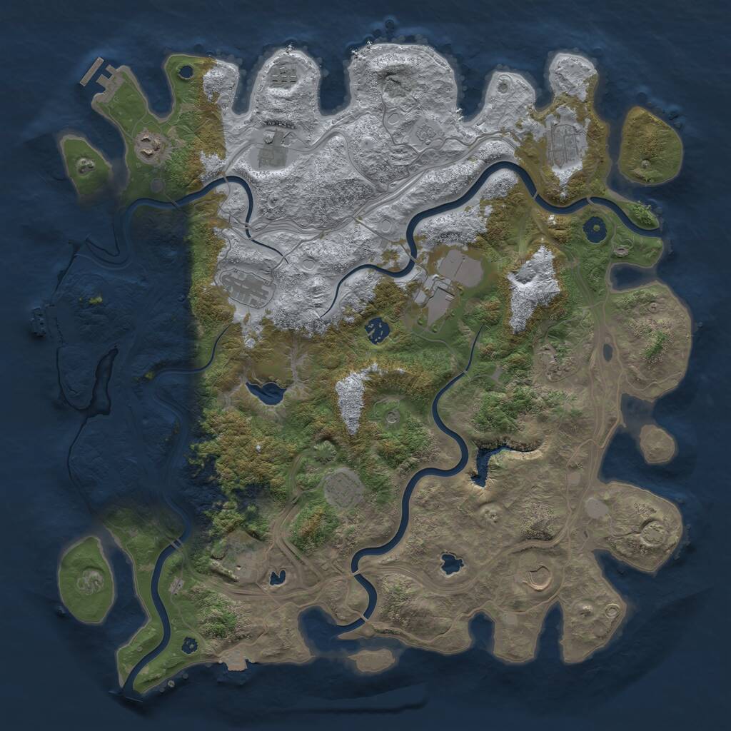 Rust Map: Procedural Map, Size: 4500, Seed: 385037631, 17 Monuments