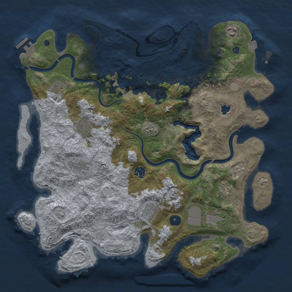 Rust Map: Procedural Map, Size: 4000, Seed: 31443, 14 Monuments