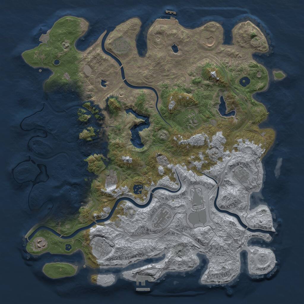Rust Map: Procedural Map, Size: 4500, Seed: 256445370, 17 Monuments