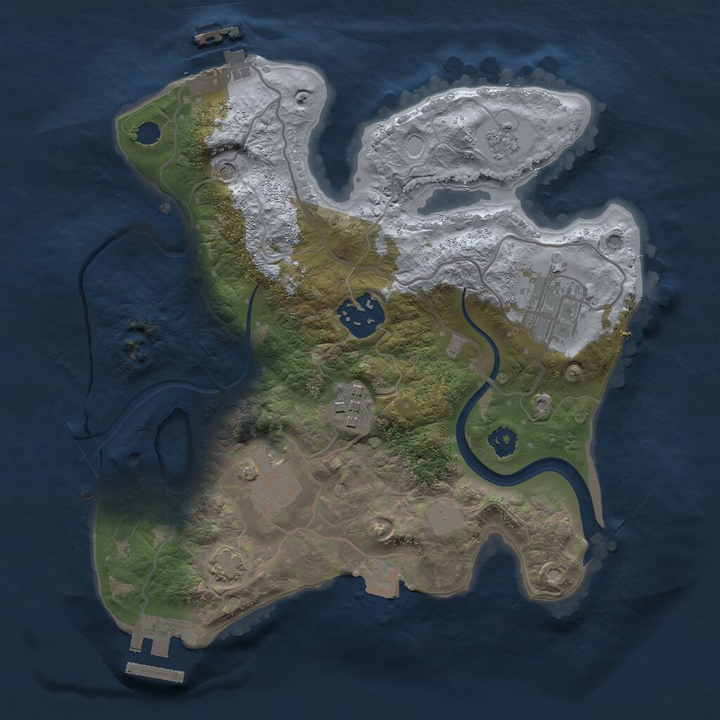 Rust Map: Procedural Map, Size: 2500, Seed: 2121, 10 Monuments