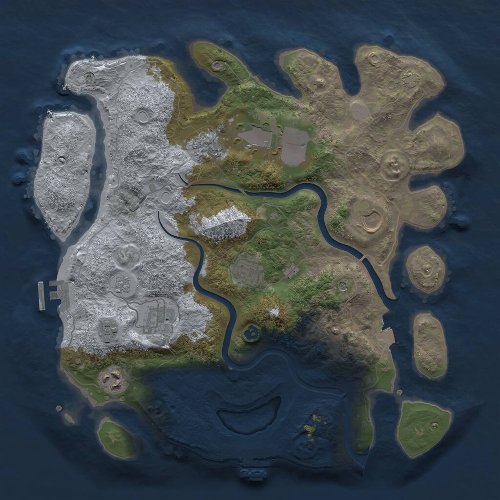 Rust Map: Procedural Map, Size: 3500, Seed: 752796, 13 Monuments