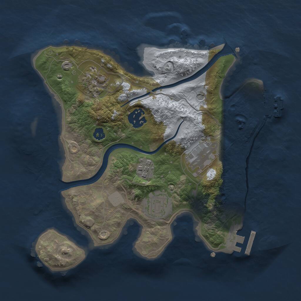 Rust Map: Procedural Map, Size: 2500, Seed: 1080293762, 9 Monuments