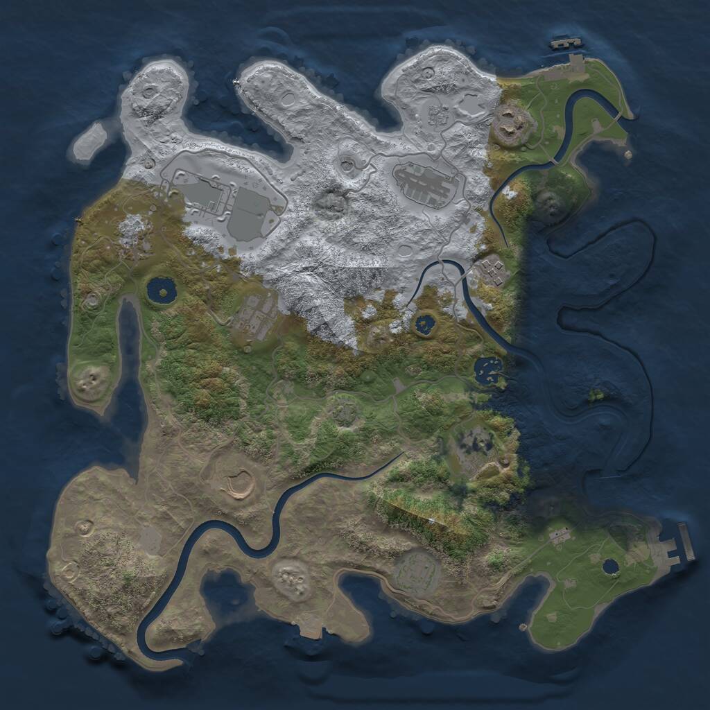 Rust Map: Procedural Map, Size: 3700, Seed: 338765, 16 Monuments