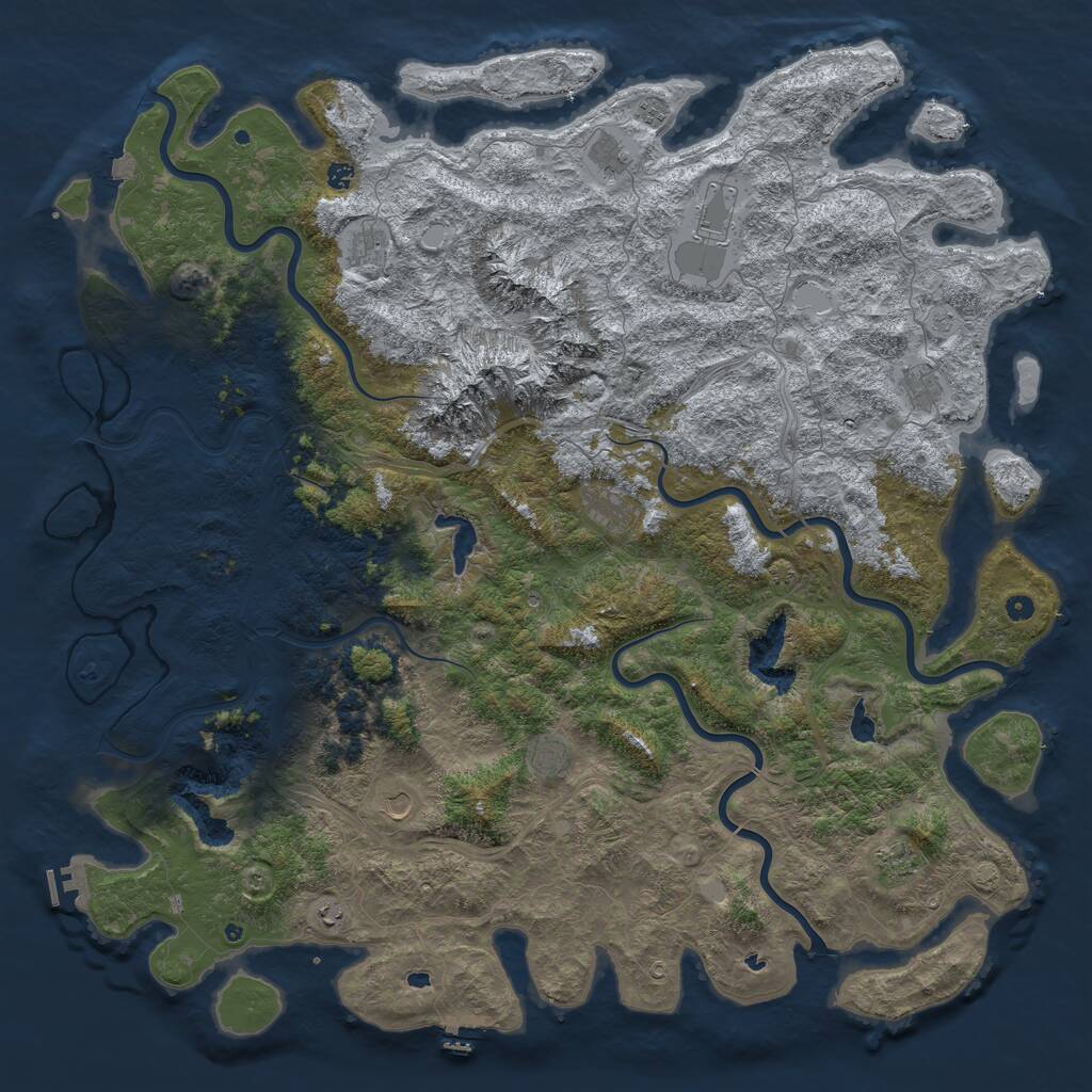 Rust Map: Procedural Map, Size: 6000, Seed: 811061006, 17 Monuments