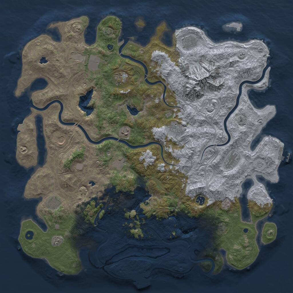 Rust Map: Procedural Map, Size: 5000, Seed: 70650375, 17 Monuments
