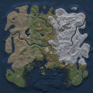 Thumbnail Rust Map: Procedural Map, Size: 5000, Seed: 70650375, 17 Monuments