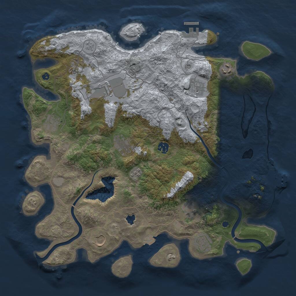 Rust Map: Procedural Map, Size: 4000, Seed: 339492854, 17 Monuments