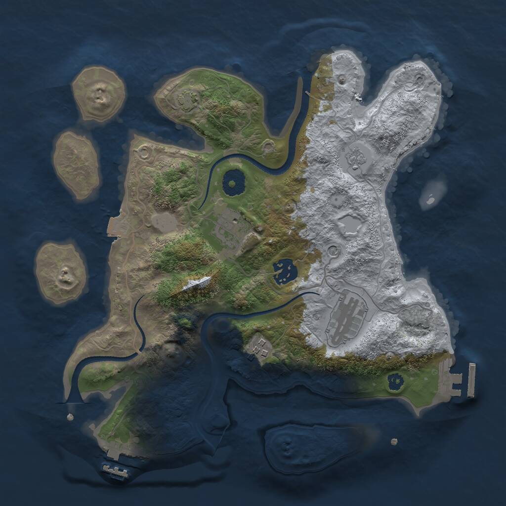 Rust Map: Procedural Map, Size: 3000, Seed: 52347, 10 Monuments