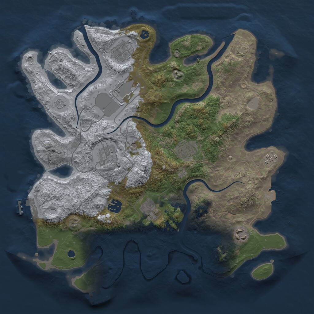 Rust Map: Procedural Map, Size: 3500, Seed: 66763318, 14 Monuments