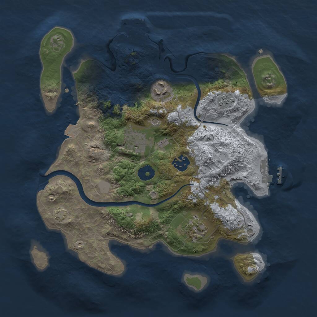 Rust Map: Procedural Map, Size: 3000, Seed: 39829837, 10 Monuments