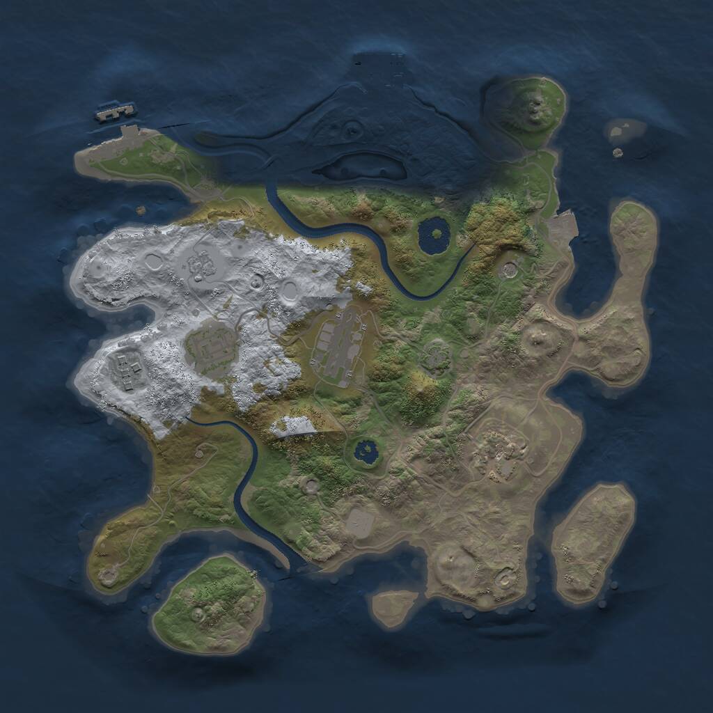 Rust Map: Procedural Map, Size: 3000, Seed: 21595, 10 Monuments