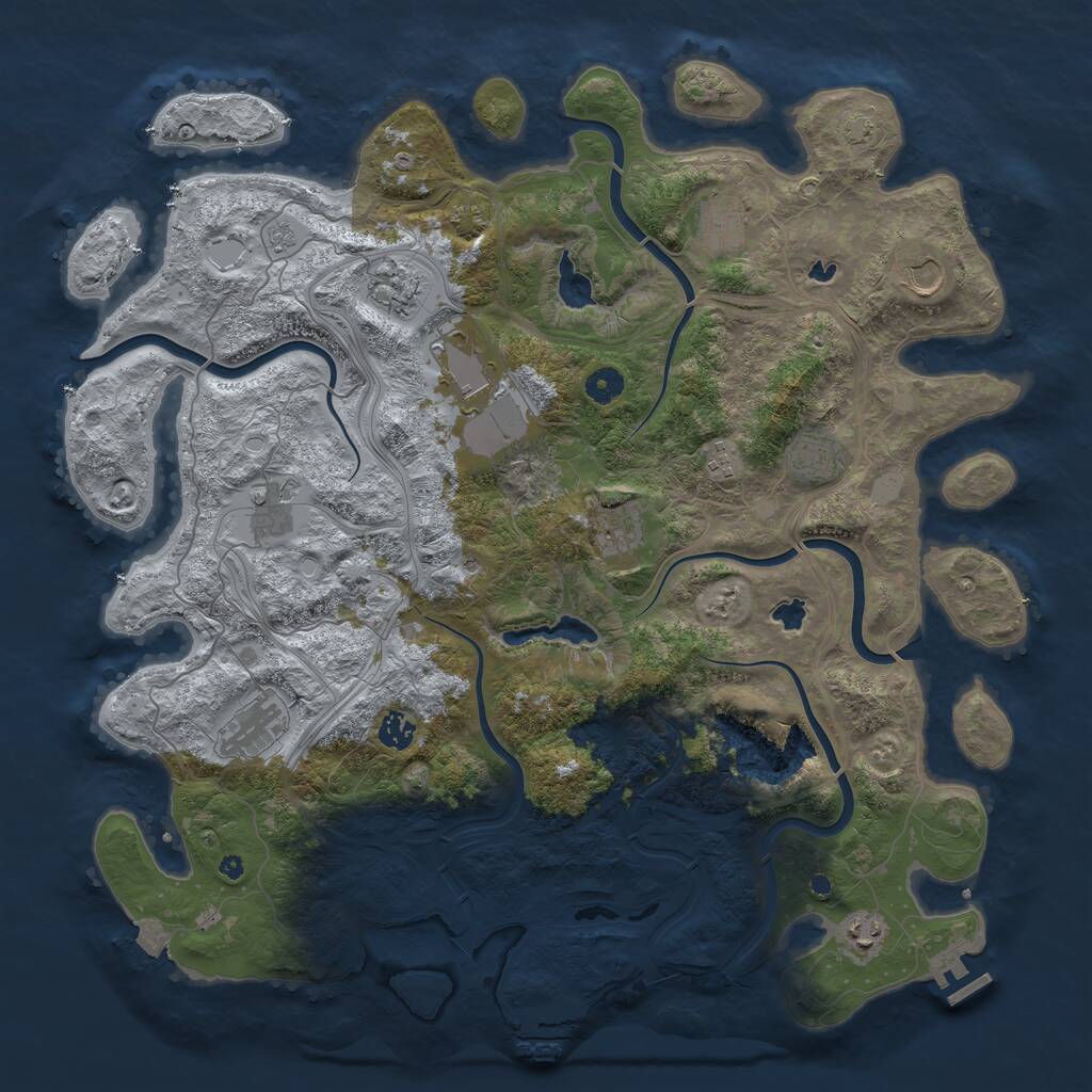 Rust Map: Procedural Map, Size: 4500, Seed: 2109907898, 17 Monuments