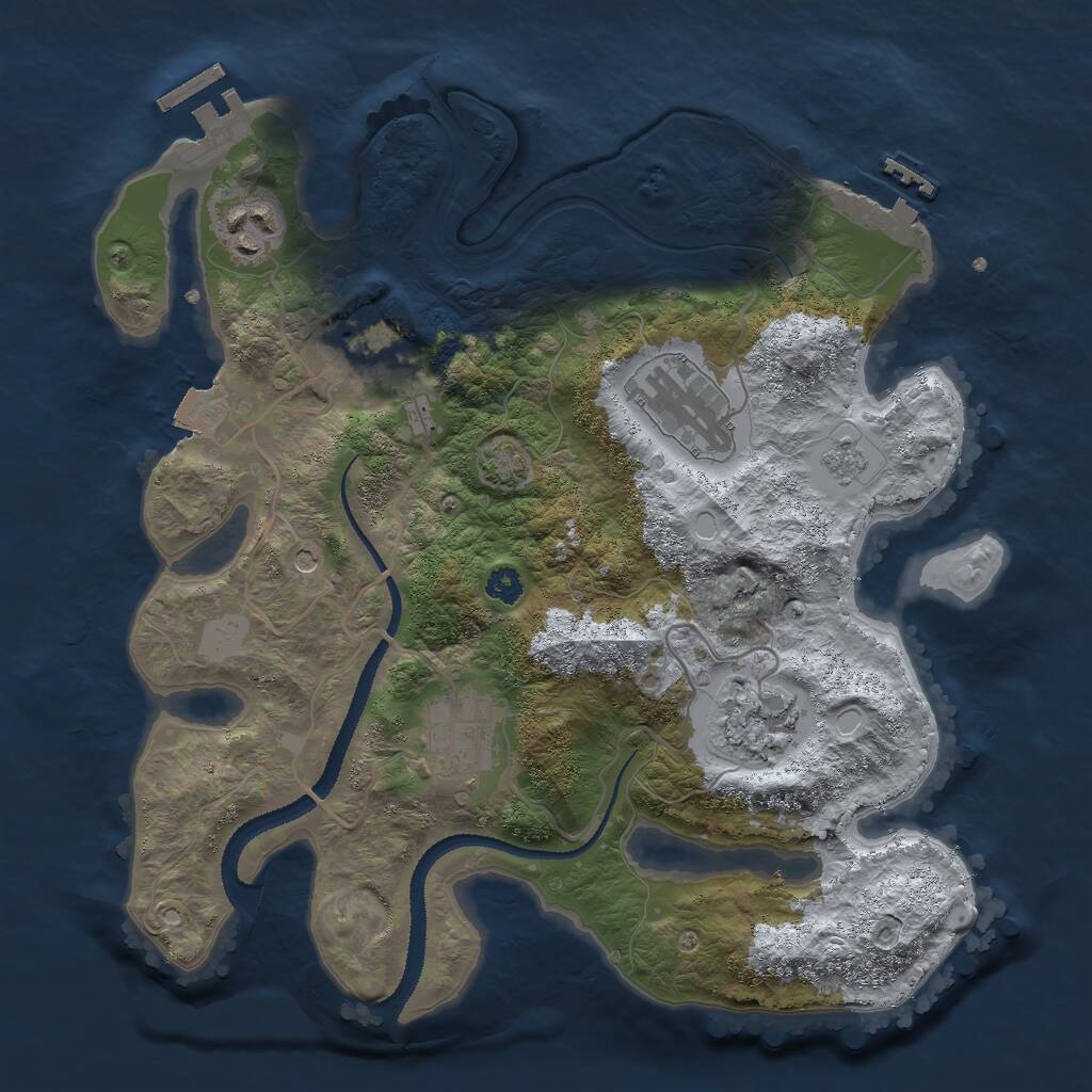 Rust Map: Procedural Map, Size: 3000, Seed: 8302025, 11 Monuments