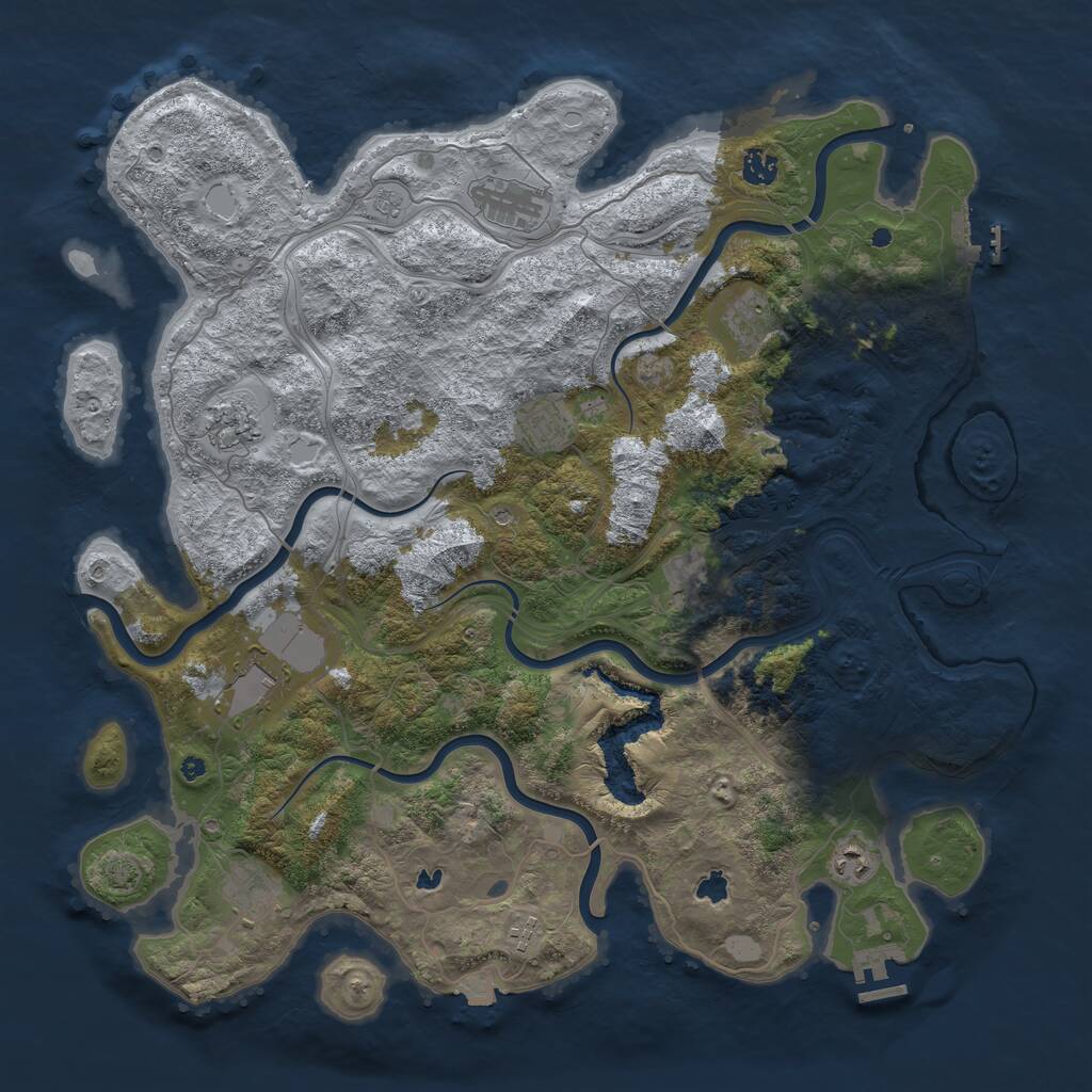 Rust Map: Procedural Map, Size: 4500, Seed: 307568476, 16 Monuments