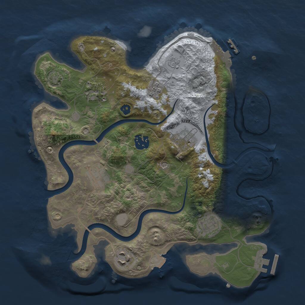 Rust Map: Procedural Map, Size: 3000, Seed: 2032736711, 13 Monuments