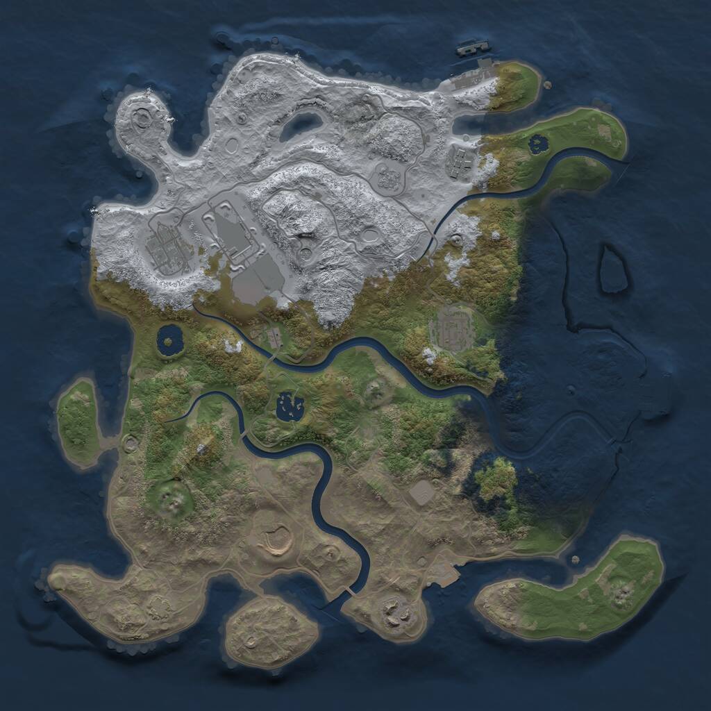 Rust Map: Procedural Map, Size: 3600, Seed: 70351, 13 Monuments