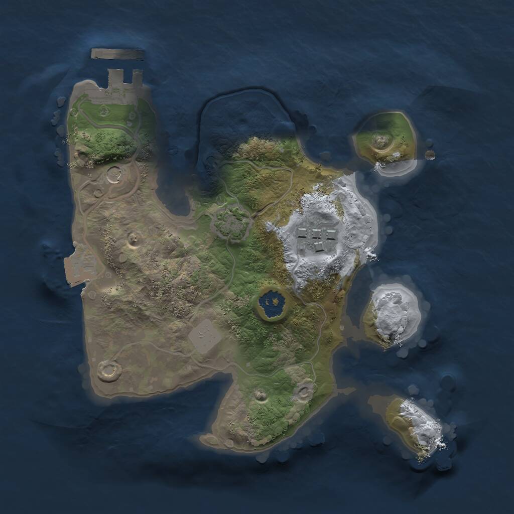 Rust Map: Procedural Map, Size: 2000, Seed: 2120279101, 5 Monuments