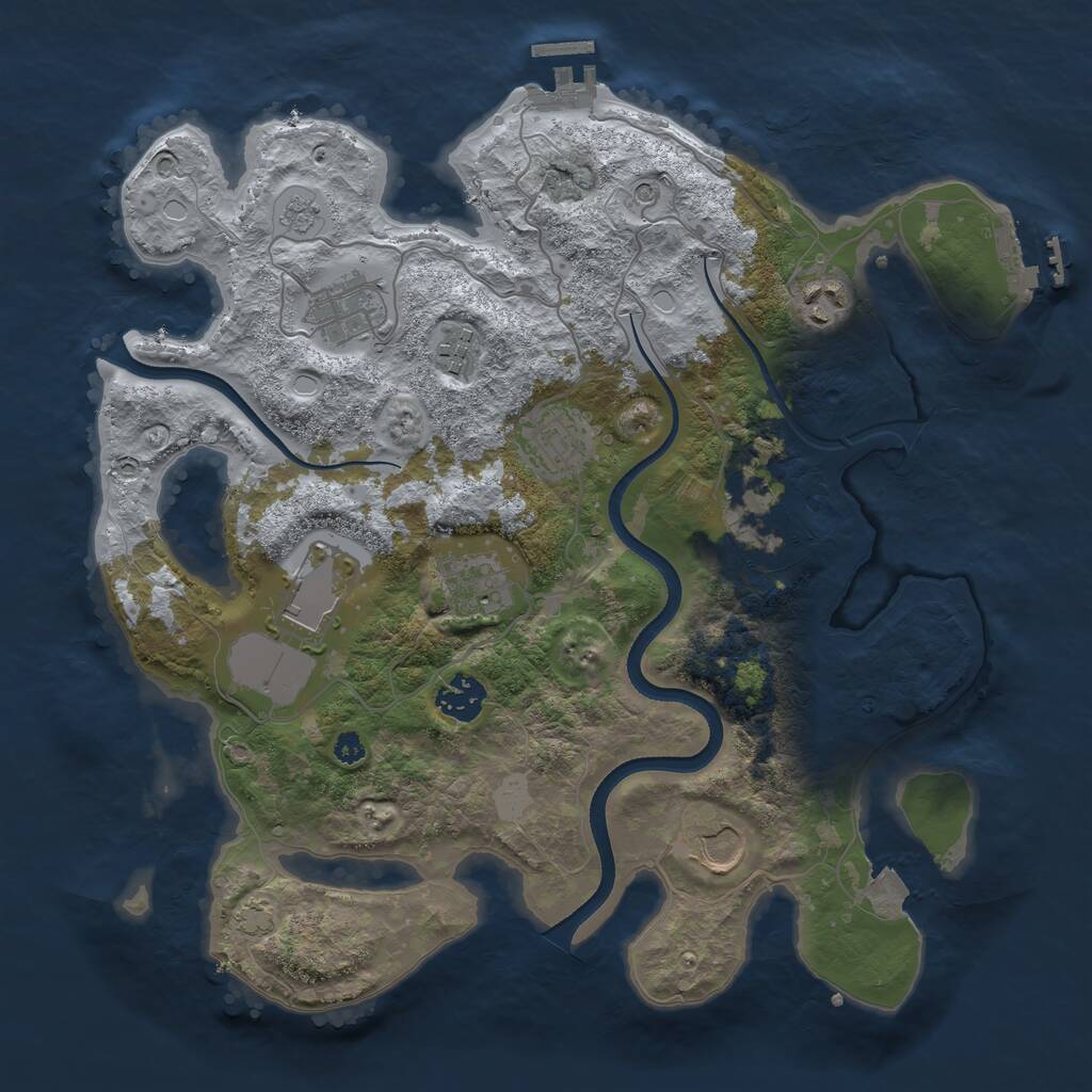 Rust Map: Procedural Map, Size: 3500, Seed: 86821, 15 Monuments