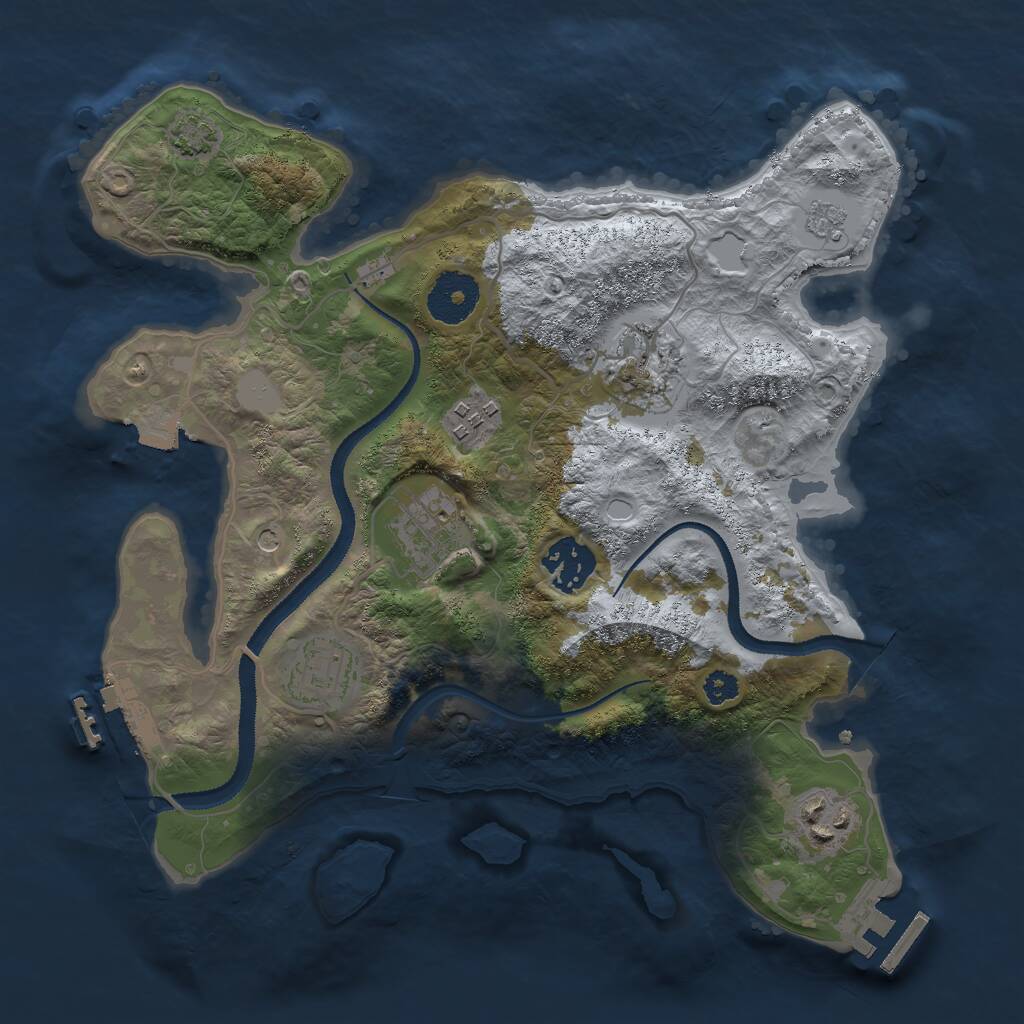 Rust Map: Procedural Map, Size: 3000, Seed: 2075932738, 12 Monuments
